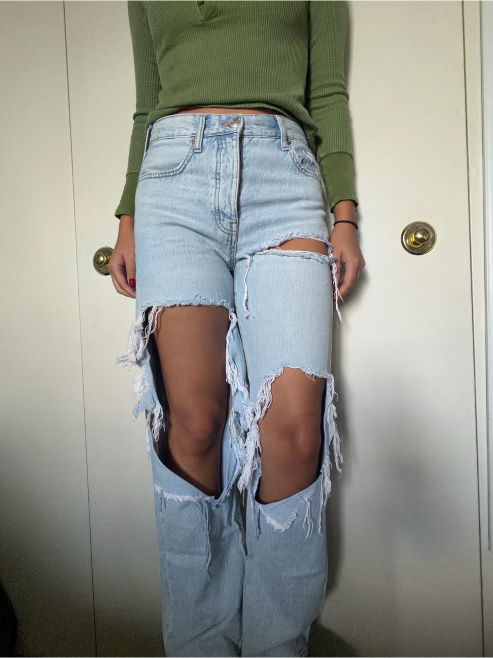Aeropostale Light Blue Distressed Boyfriend Jeans